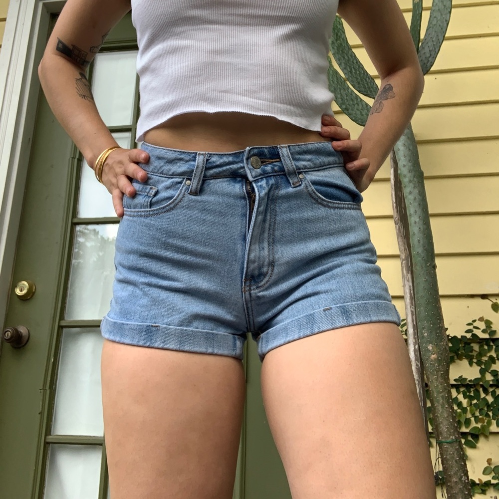 High waisted denim shorts